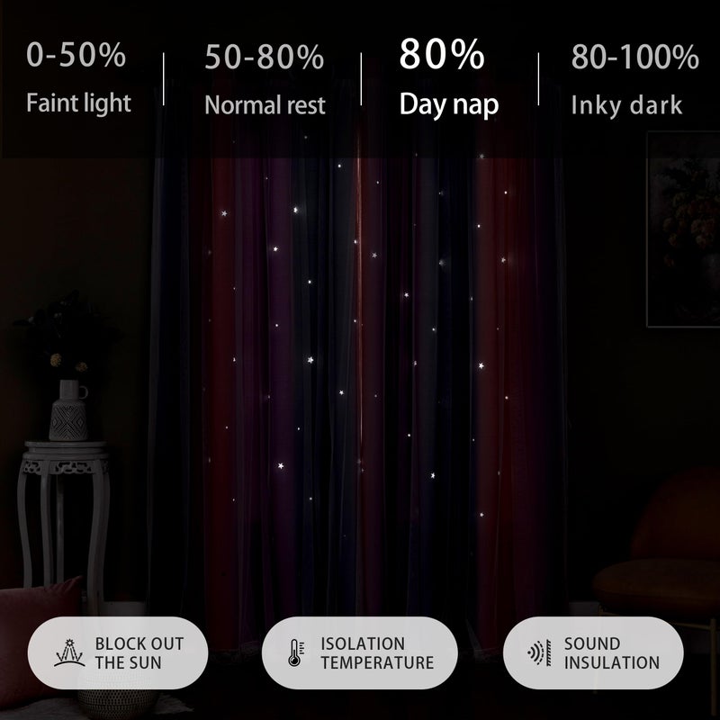 XiDi Blackout Curtains for Girls Bedroom, 63 inches Length 2 Panels Set Kids Room Decro Unicorn Princess Theme Home Decor Grey/Pink/Purple, W34 X L63 2 Panels - Image 5