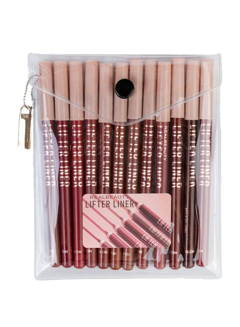 ريال بيوتي جموعة محددات شفاة كريمية من ريل بيوتي، 12 لون محدد شفاه لون، ناعم - Image 2