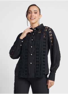 Khizana Laser Cut Out Shirt & Pant Set  - Image 4