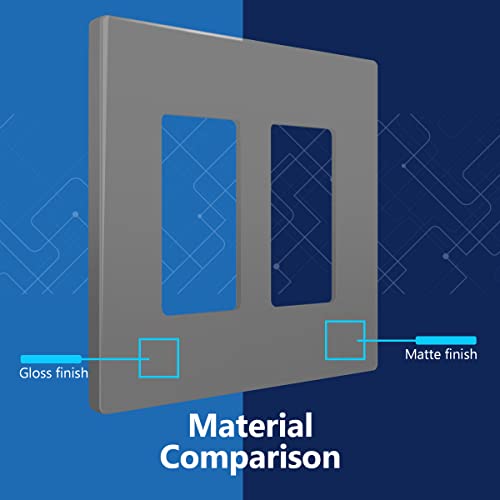 LIDER Matte Finish Decorator Switch Cover, Screwless Wall Plate, Mid-Size 2-Gang 4.88" x 4.92", Unbreakable Polycarbonate Thermoplastic, UL Listed, LSWP-32M-GY, Gray - Image 4
