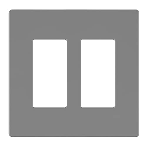 LIDER Matte Finish Decorator Switch Cover, Screwless Wall Plate, Mid-Size 2-Gang 4.88" x 4.92", Unbreakable Polycarbonate Thermoplastic, UL Listed, LSWP-32M-GY, Gray - Image 1