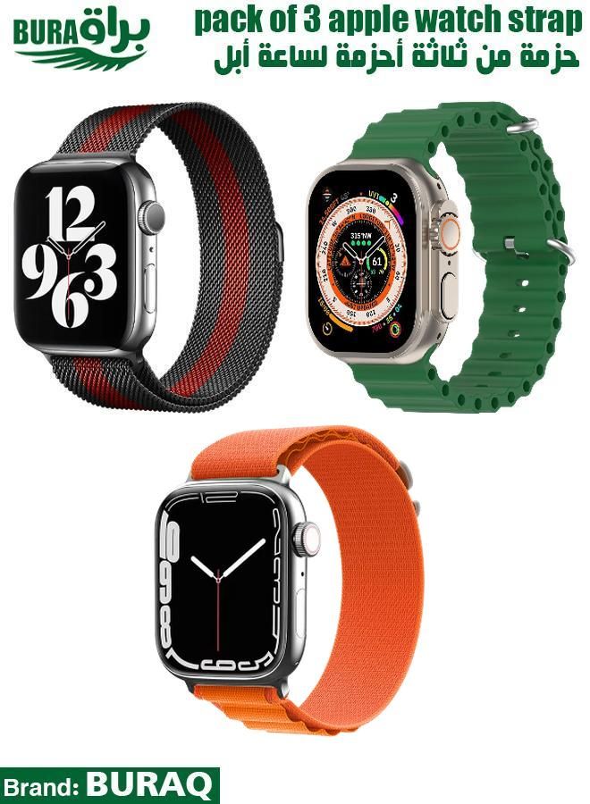 BURAQ Apple Watch Band Strap For Apple Watch Ultra 2/Ultra 49mm, Series 10 46mm, 9/8/7 45mm, SE2/SE/6/5/4 44mm, 3/2/1 42mm