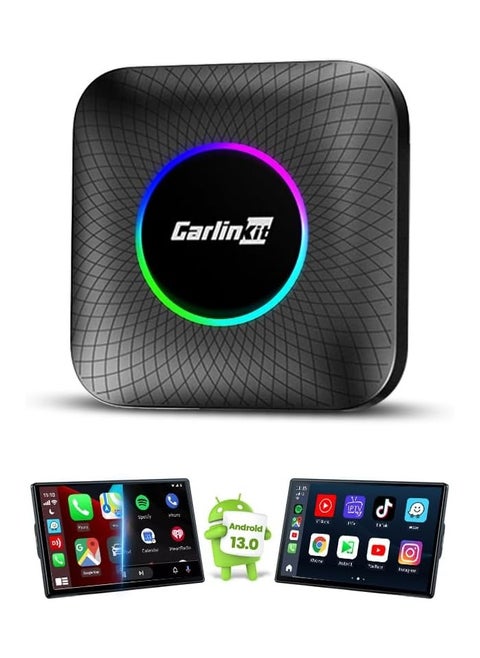 CarlinKit Wireless Carplay/Android Car AIBox LED Version, Suitable for Vehicles with Wired CarPlay, Built-in 8+128GB Android 13.0, Support for YouTube, Disney+ and More!
