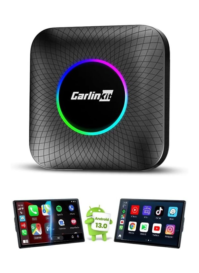 CarlinKit Wireless Carplay/Android Car AIBox LED Version, Suitable for Vehicles with Wired CarPlay, Built-in 8+128GB Android 13.0, Support for YouTube, Disney+ and More!