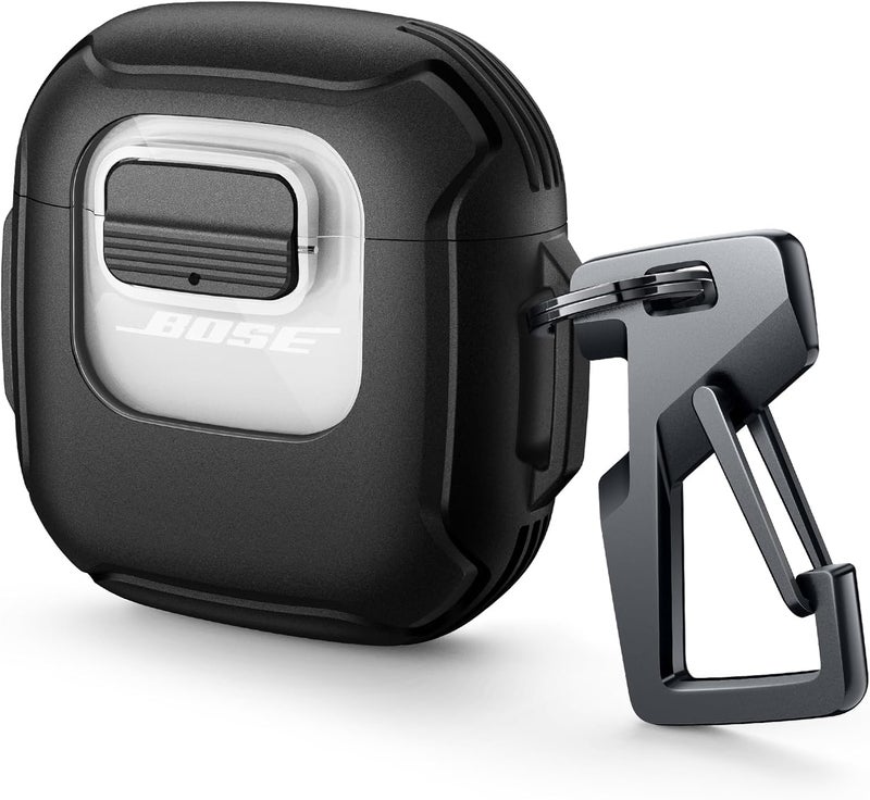 ديكسنور غطاء حماية متين ومقاوم للصدمات من ديكسنور لسماعات Bose QuietComfort Earbuds II (2022) وBose QuietComfort Ultra Earbuds (2023)، مع مشبك قفل آمن، للرجال والنساء، اللون الأسود - Image 1
