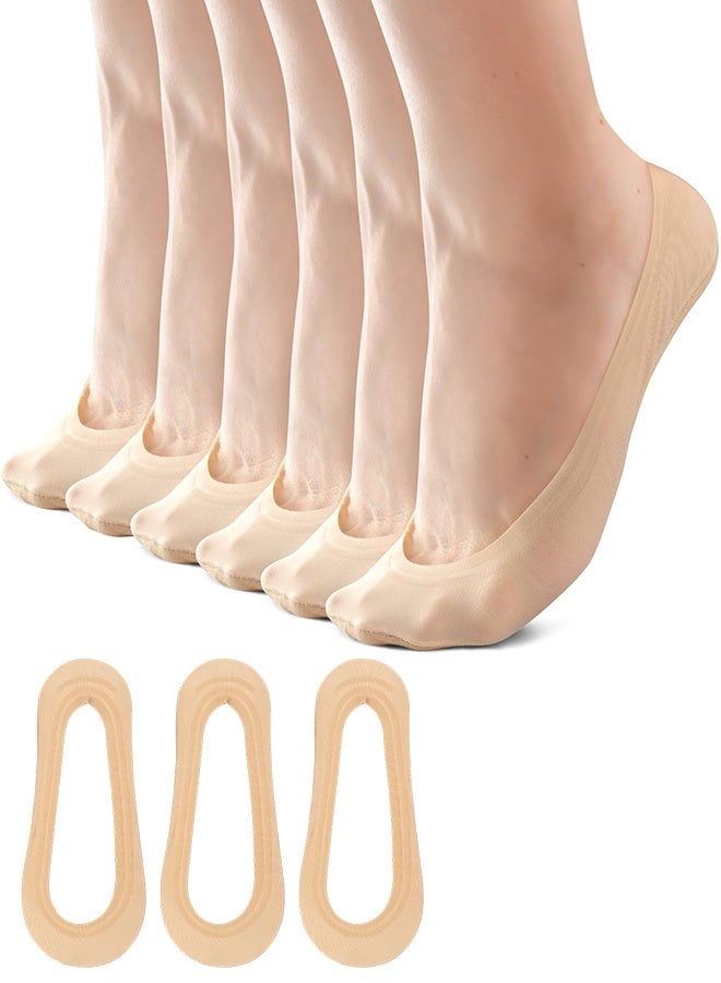 3 Pairs No Show See Invisible Socks Women, Skin Thin Nylon Liner Socks for Flats Non Slip, Spring Summer - Image 1