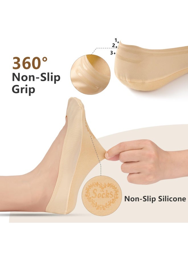 3 Pairs No Show See Invisible Socks Women, Skin Thin Nylon Liner Socks for Flats Non Slip, Spring Summer - Image 2