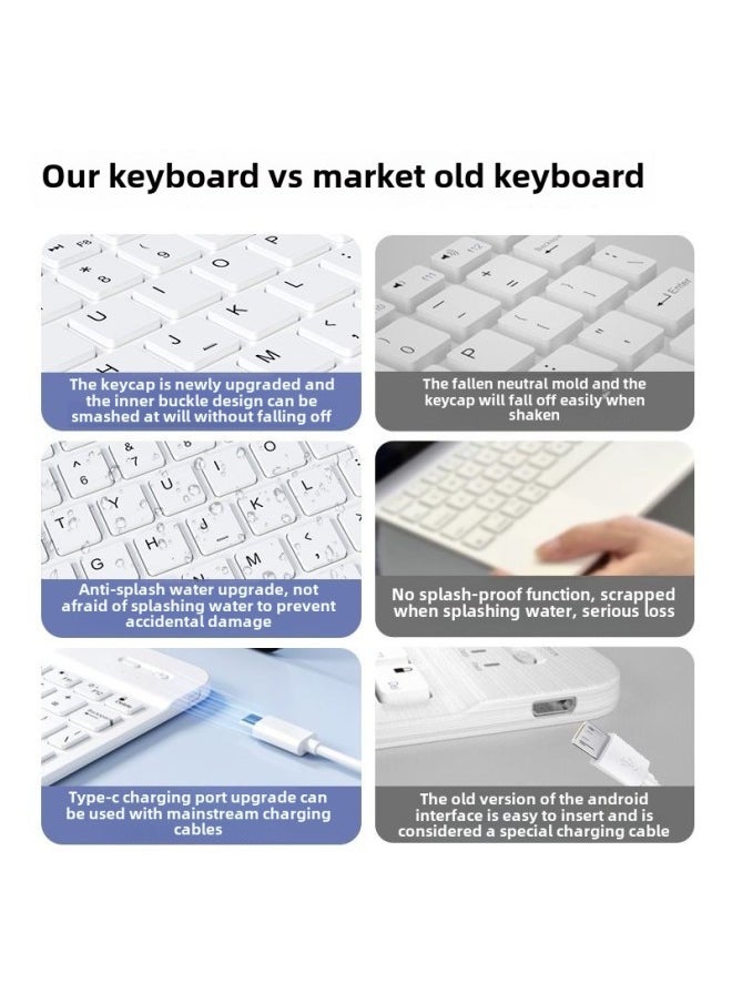 Generic - Bluetooth Keyboard Tablet Universal High-value Cartoon Office Mouse Keyboard Wireless Control Suit For IPad-Color:Lavender Purple-Product Type:10inch Bluetooth Keyboard + Single-mode Mouse Set - Image 1