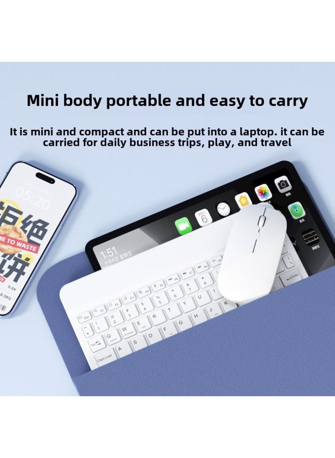Generic - Bluetooth Keyboard Tablet Universal High-value Cartoon Office Mouse Keyboard Wireless Control Suit For IPad-Color:Lavender Purple-Product Type:10inch Bluetooth Keyboard + Single-mode Mouse Set - Image 1