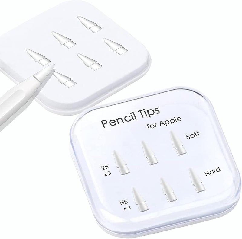 KASTWAVE Pencil Tips for Apple Pencil, Compatible with Apple Pencil 2nd Gen and 1st Gen, Soft and Hard, Double Layered Pencil Tip 6 Pack - Image 1