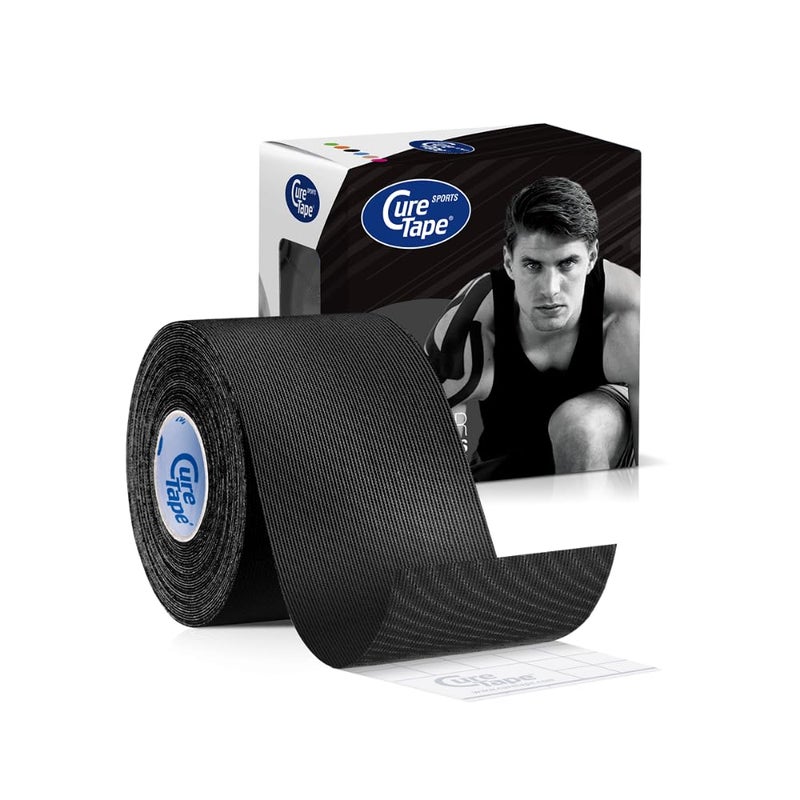 CureTape Sports Kinesiology Tape for Muscle Joint Pain Elastic Therapeutic Tape Waterproof Athletic Tape Medical K Tape 30 Stronger Adhesion Black 2inx16ft Pack of 1
