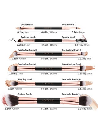 6-Piece Double-Sided Professional Makeup Brush Set – Vegan & Travel-Friendly Eye & Brow Essentials - view 3