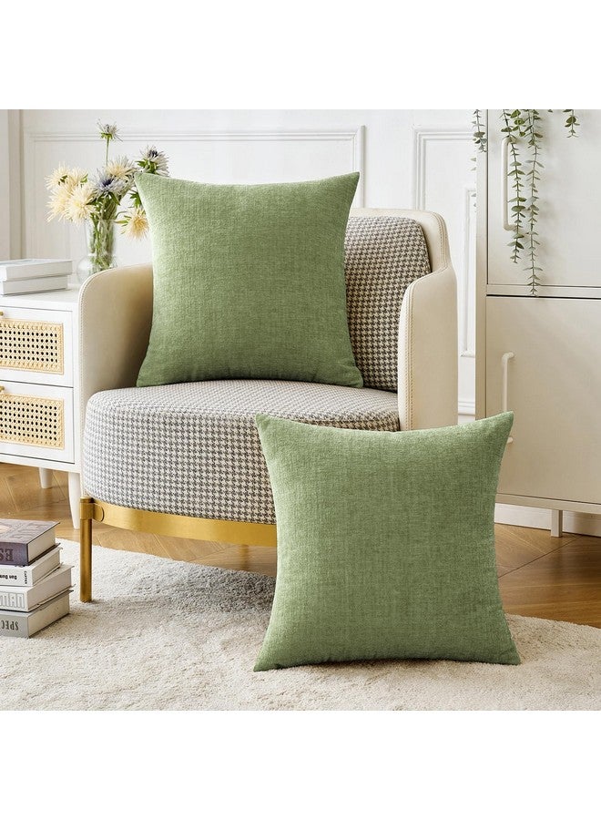 MIULEE MIULEE Pack of 2 Couch Throw Pillow Covers 20x20 Inch Spring Soft Sage Green Chenille Pillow Covers for Sofa Living Room Solid Dyed Pillow Cases  - Image 5