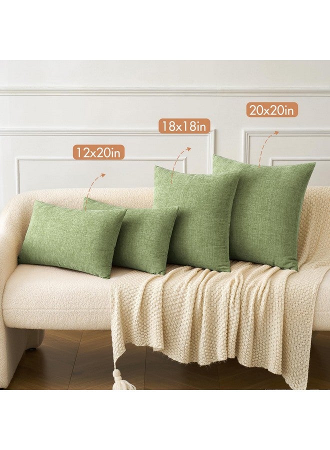MIULEE MIULEE Pack of 2 Couch Throw Pillow Covers 20x20 Inch Spring Soft Sage Green Chenille Pillow Covers for Sofa Living Room Solid Dyed Pillow Cases  - Image 4