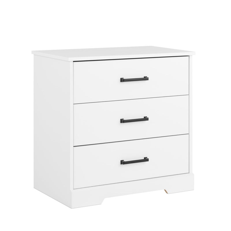 Prepac Rustic Ridge Farmhouse Nightstand Bedside Table White Nightstand for Bedroom End Table with 3 Drawers 1625D x 275W x 2675H