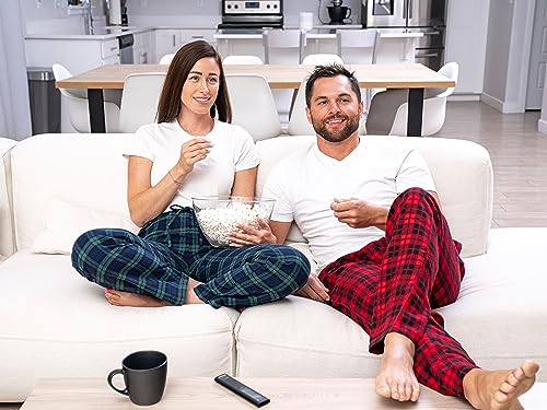 CYZ Men's 100% Cotton Super Soft Flannel Plaid Pajama Pants-BlackRedTartan-L - Image 5