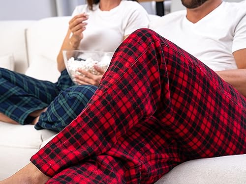 CYZ Men's 100% Cotton Super Soft Flannel Plaid Pajama Pants-BlackRedTartan-L - Image 4