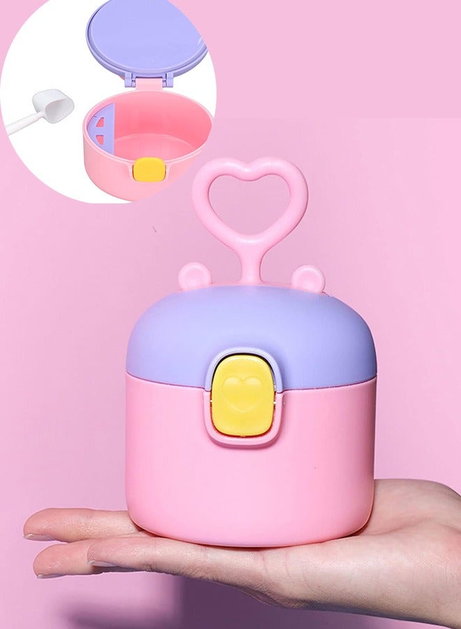 Baby Milk Powder Dispenser Milk Powder Storage Container Food Storage Toddler Snack Containers Milk Powder Storage Box with Spoon(Pink) - Image 1