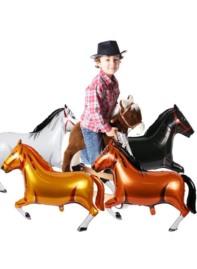 EVERMARKET 4 Pieces 41 Inch Large Horse Balloon Horseshaped Balloons Foil Aluminum Themed Party Decorations For Birthday Baby Shower Cowboy Supplies4 Colors White - Image 4