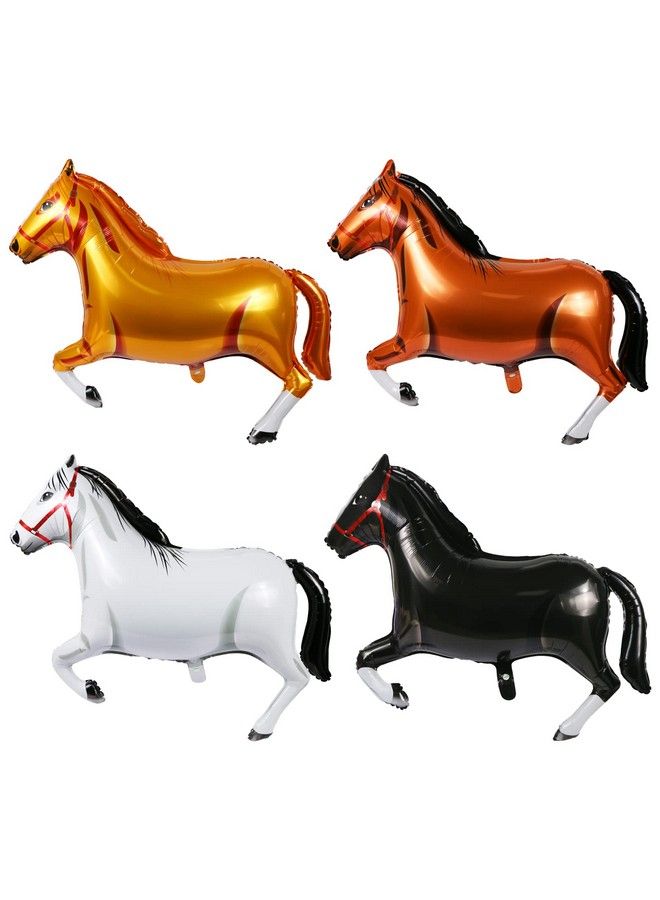 EVERMARKET 4 Pieces 41 Inch Large Horse Balloon Horseshaped Balloons Foil Aluminum Themed Party Decorations For Birthday Baby Shower Cowboy Supplies4 Colors White - Image 1