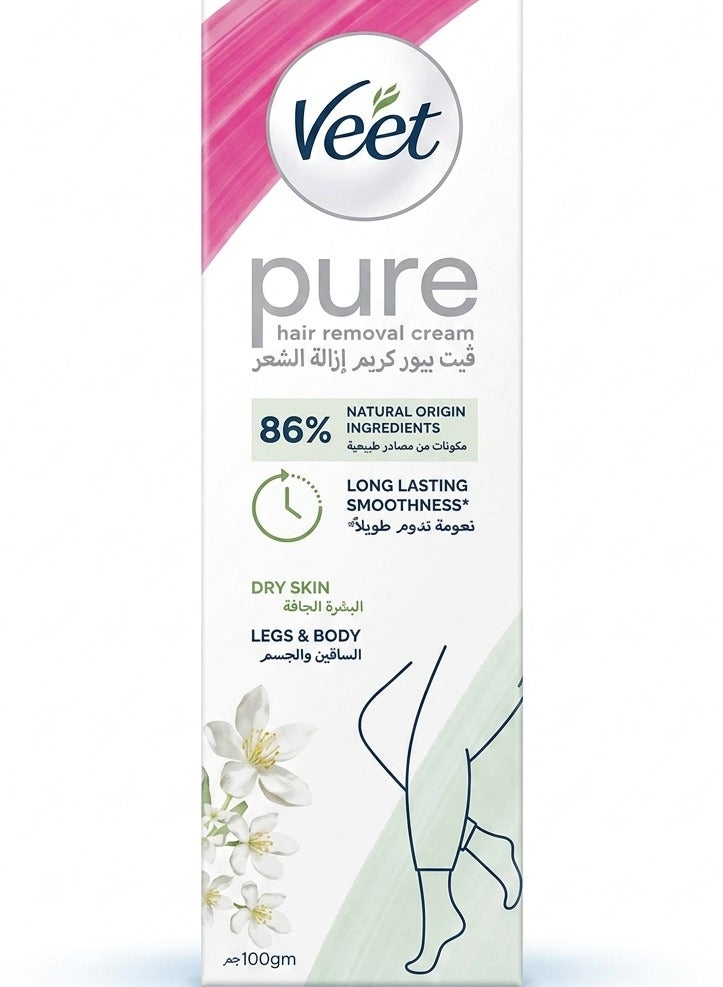 Veet Pure Hair Removal Cream For Dry Skin Legs & Body - 100g
