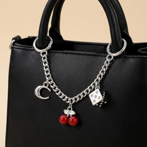 SOPKTA Bag Charms Keychain - Cute Purse Charms Chain ，Cherry Bag Charm，Bag Charms for Handbags，Purse chain For Women - Cherry-silver - Image 4