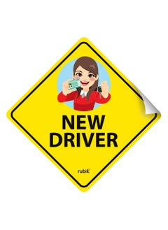Rubik New Driver Car Sign Self Adhesive Sticker, Reflective Removable for Beginners Car SUV Van Drivers (Size 12cm x 12cm)  - Image 1
