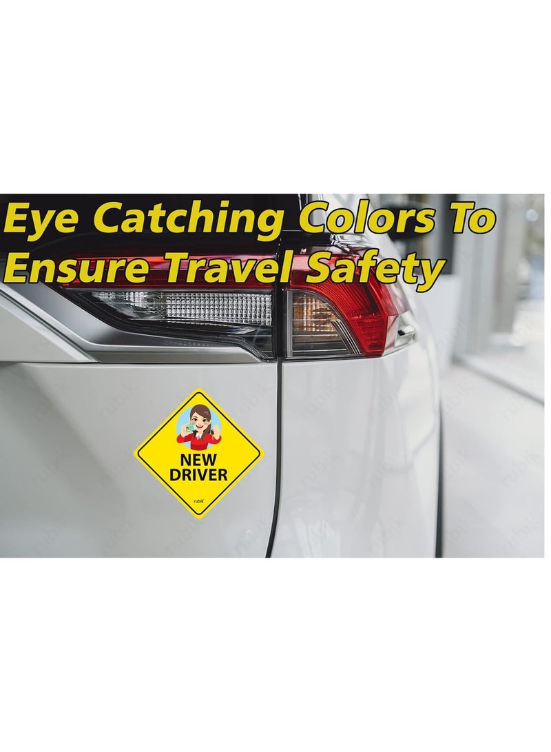 Rubik ملصق سيارة جديد للسائقين الجدد، عاكس وقابل للإزالة للمبتدئين في قيادة السيارات والشاحنات والسيارات الرياضية متعددة الأغراض (مقاس 12 سم × 12 سم) - Image 2