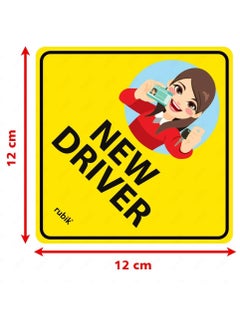 Rubik New Driver Car Sign Self Adhesive Sticker, Reflective Removable for Beginners Car SUV Van Drivers (Size 12cm x 12cm)  - Image 4