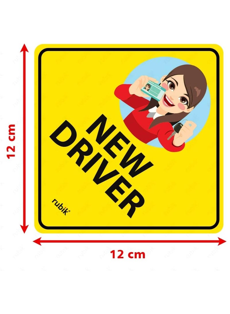 Rubik ملصق سيارة جديد للسائقين الجدد، عاكس وقابل للإزالة للمبتدئين في قيادة السيارات والشاحنات والسيارات الرياضية متعددة الأغراض (مقاس 12 سم × 12 سم) - Image 4