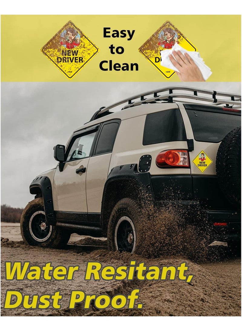 Rubik ملصق سيارة جديد للسائقين الجدد، عاكس وقابل للإزالة للمبتدئين في قيادة السيارات والشاحنات والسيارات الرياضية متعددة الأغراض (مقاس 12 سم × 12 سم) - Image 5