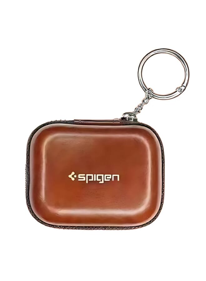 سبايجن غطاء حماية جلدي عالمي لسماعات AirPods Pro بني غامق - Image 1