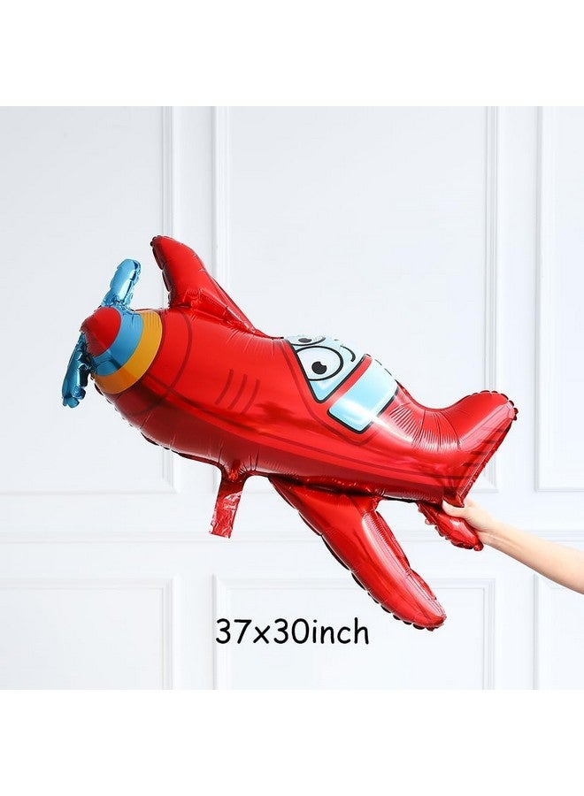 GIHOO Airplane Birthday Party Decorations 151pcs Airplane Balloon Garland Arch Kit Dusty Blue and Red with Airplane Mylar Balloon for Time Flies Theme Birthday Baby Shower Party Supplies - Image 3