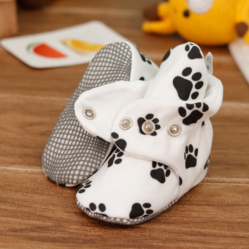 Ella Bonna Organic Cotton Baby Slippers, Non-Slip Sole, Newborn Booties, Home Nursery Shoes, Dog Booties  - Image 3