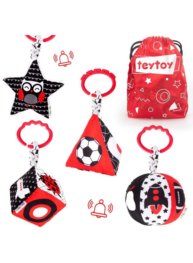 teytoy High Contrast Baby Stroller Toy, Black And White Infant Pattern Toys With Rattle, Easy Clip Hanging Toys, Stroller Crib Carseat Toy, Newborn Baby Toys For 0 3 6 9 12 Month - Image 1