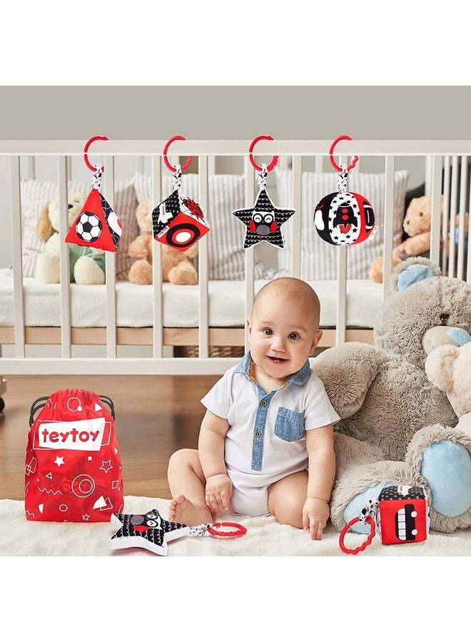 teytoy High Contrast Baby Stroller Toy, Black And White Infant Pattern Toys With Rattle, Easy Clip Hanging Toys, Stroller Crib Carseat Toy, Newborn Baby Toys For 0 3 6 9 12 Month - Image 2