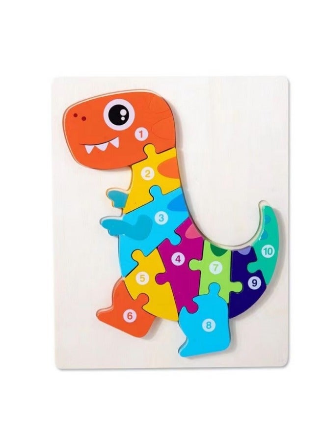 Children's Three-Dimensional Dinosaur Puzzle Large Particle Building Blocks Baby Early Education Educational Toys Boys And Girls Assembled Desktop Toys  - Image 1