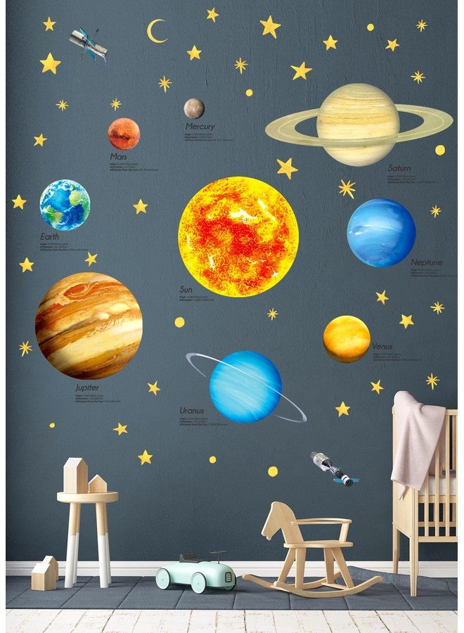 Decowall Ds9-2007 Solar System Kids Wall Stickers Wall Decals Peel And Stick Removable Wall Stickers For Kids Nursery Bedroom Living Room D?Cor - Image 1