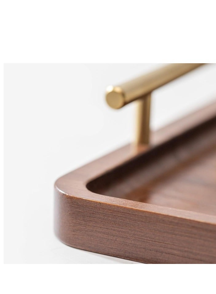 OASIS-TH Serving Tray Walnut Wood With Gold Handles, Food Holder for Breakfast,Coffee Table,Dinner , Decorative Tray for Kitchen, Bedroom (Large)Size 35cm - Image 4