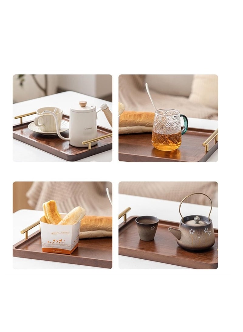 OASIS-TH Serving Tray Walnut Wood With Gold Handles, Food Holder for Breakfast,Coffee Table,Dinner , Decorative Tray for Kitchen, Bedroom (Large)Size 35cm - Image 5