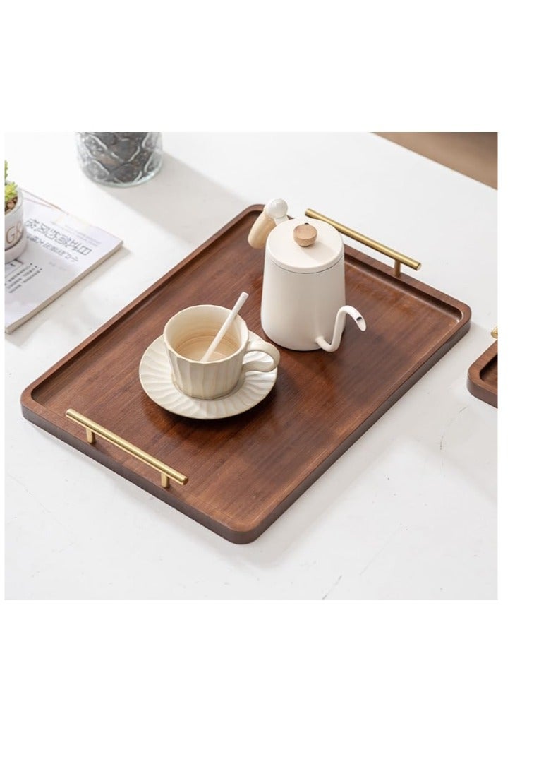 OASIS-TH Serving Tray Walnut Wood With Gold Handles, Food Holder for Breakfast,Coffee Table,Dinner , Decorative Tray for Kitchen, Bedroom (Large)Size 35cm - Image 2