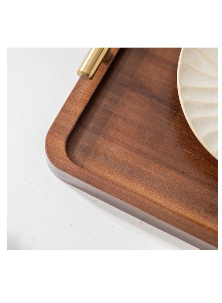 OASIS-TH Serving Tray Walnut Wood With Gold Handles, Food Holder for Breakfast,Coffee Table,Dinner , Decorative Tray for Kitchen, Bedroom (Large)Size 35cm - Image 3