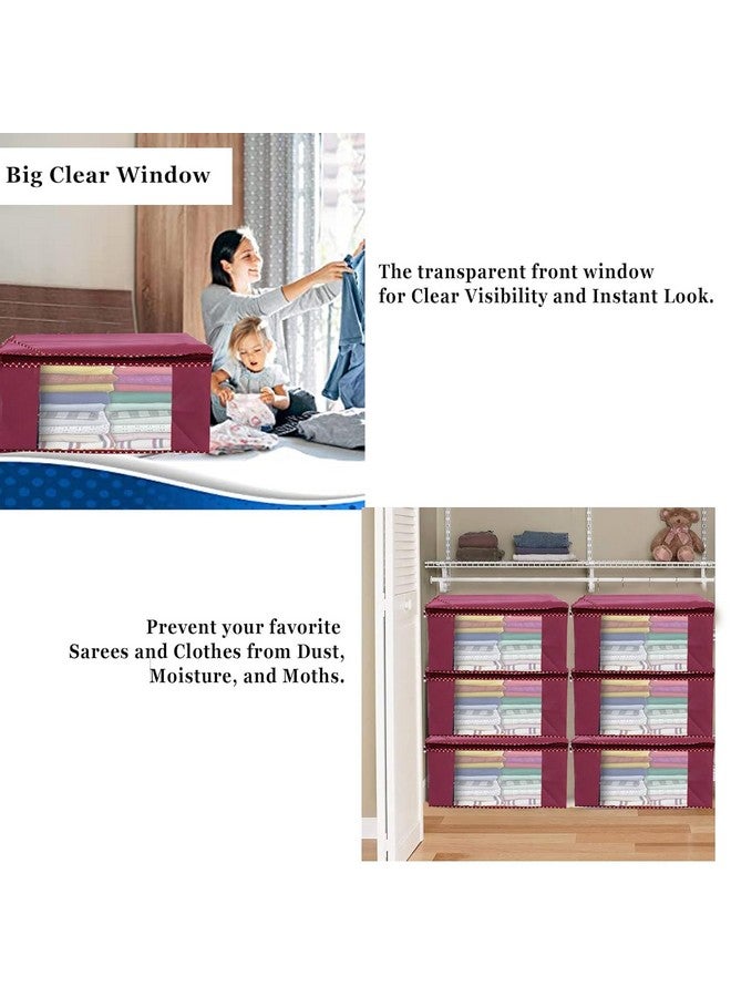 كوبير إندستريز غطاء الساري من Kuber Industries | حقيبة تخزين الملابس | حقيبة تنظيم خزانة الملابس | غطاء الساري بسحاب | غطاء الساري الشفاف | غطاء الساري من HathKadi Piping | عبوة من 6 قطع | كبير جدًا | عنابي - Image 5