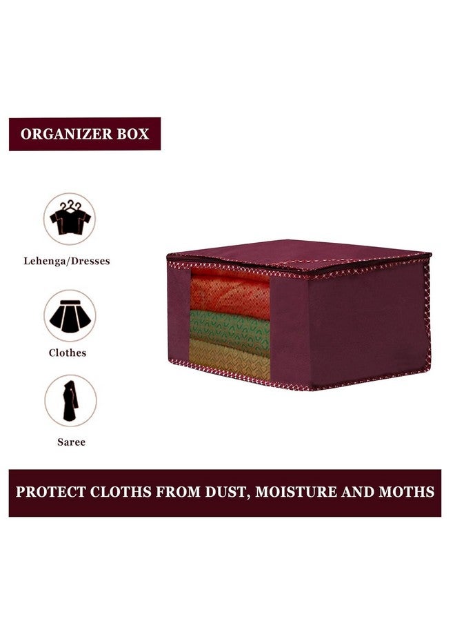 كوبير إندستريز غطاء الساري من Kuber Industries | حقيبة تخزين الملابس | حقيبة تنظيم خزانة الملابس | غطاء الساري بسحاب | غطاء الساري الشفاف | غطاء الساري من HathKadi Piping | عبوة من 6 قطع | كبير جدًا | عنابي - Image 3