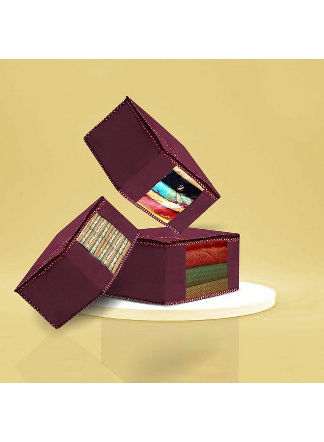 كوبير إندستريز غطاء الساري من Kuber Industries | حقيبة تخزين الملابس | حقيبة تنظيم خزانة الملابس | غطاء الساري بسحاب | غطاء الساري الشفاف | غطاء الساري من HathKadi Piping | عبوة من 6 قطع | كبير جدًا | عنابي - Image 2