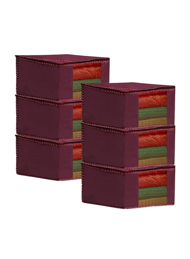 كوبير إندستريز غطاء الساري من Kuber Industries | حقيبة تخزين الملابس | حقيبة تنظيم خزانة الملابس | غطاء الساري بسحاب | غطاء الساري الشفاف | غطاء الساري من HathKadi Piping | عبوة من 6 قطع | كبير جدًا | عنابي - Image 1