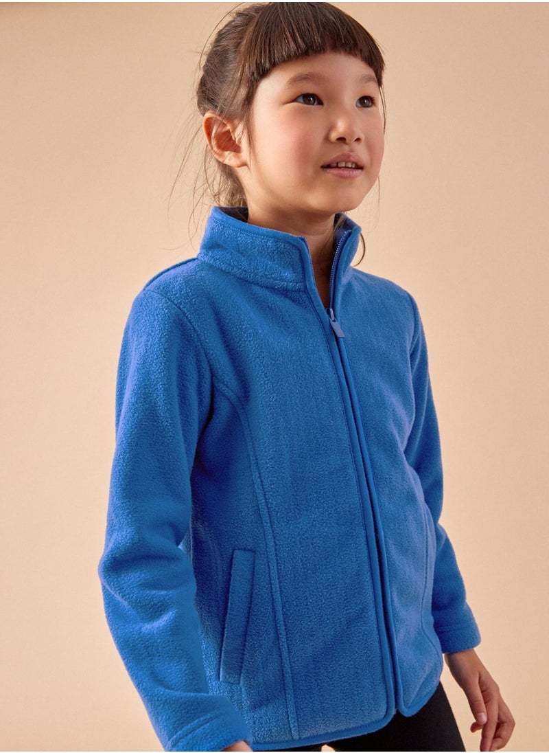 Next Stylish Kids Zip Through Blue Fleece School Jacket - No Logo and Print  - Image 1