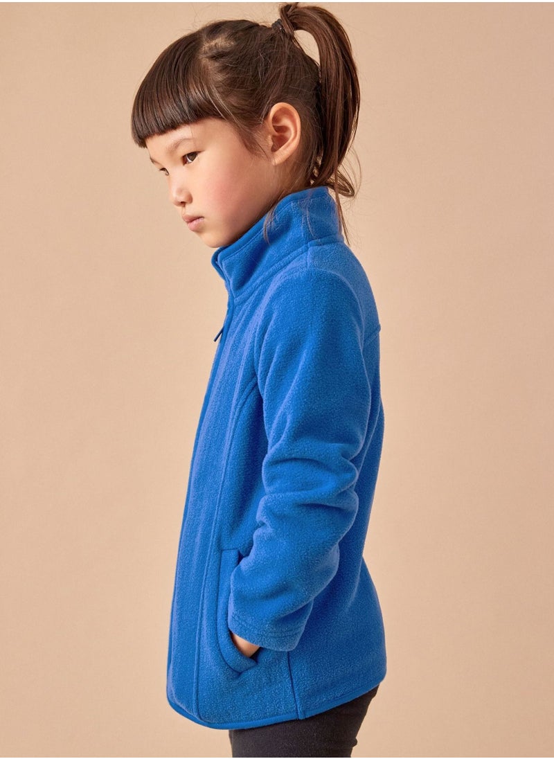 Next Stylish Kids Zip Through Blue Fleece School Jacket - No Logo and Print  - Image 3
