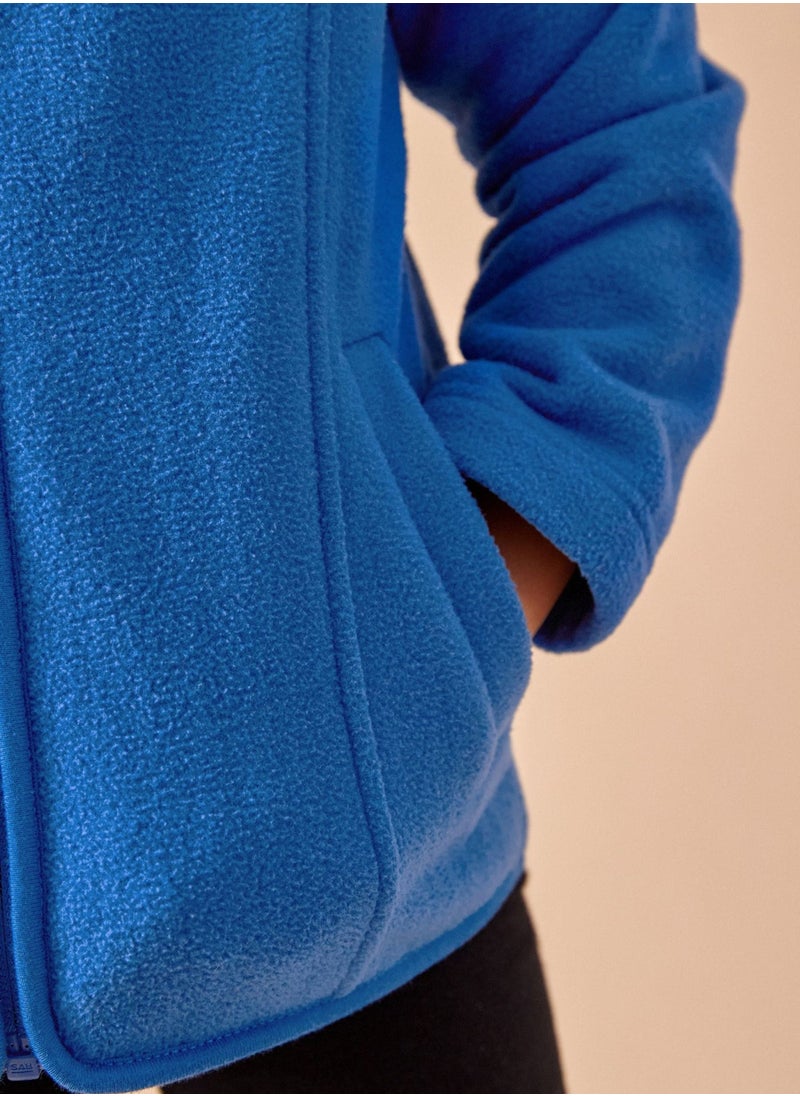 Next Stylish Kids Zip Through Blue Fleece School Jacket - No Logo and Print  - Image 4
