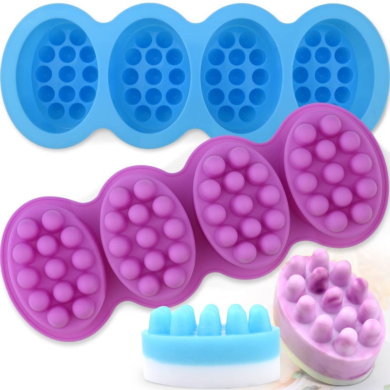 Actvty Silicone Massage Bar Soap Molds, 2 Pack 3D Hair Comb Ice Mold, Hair Brush Silicone Soap Molds for Soap Making, DIY Unique Hair Masks Salon Spa Scalp Massager - Image 1